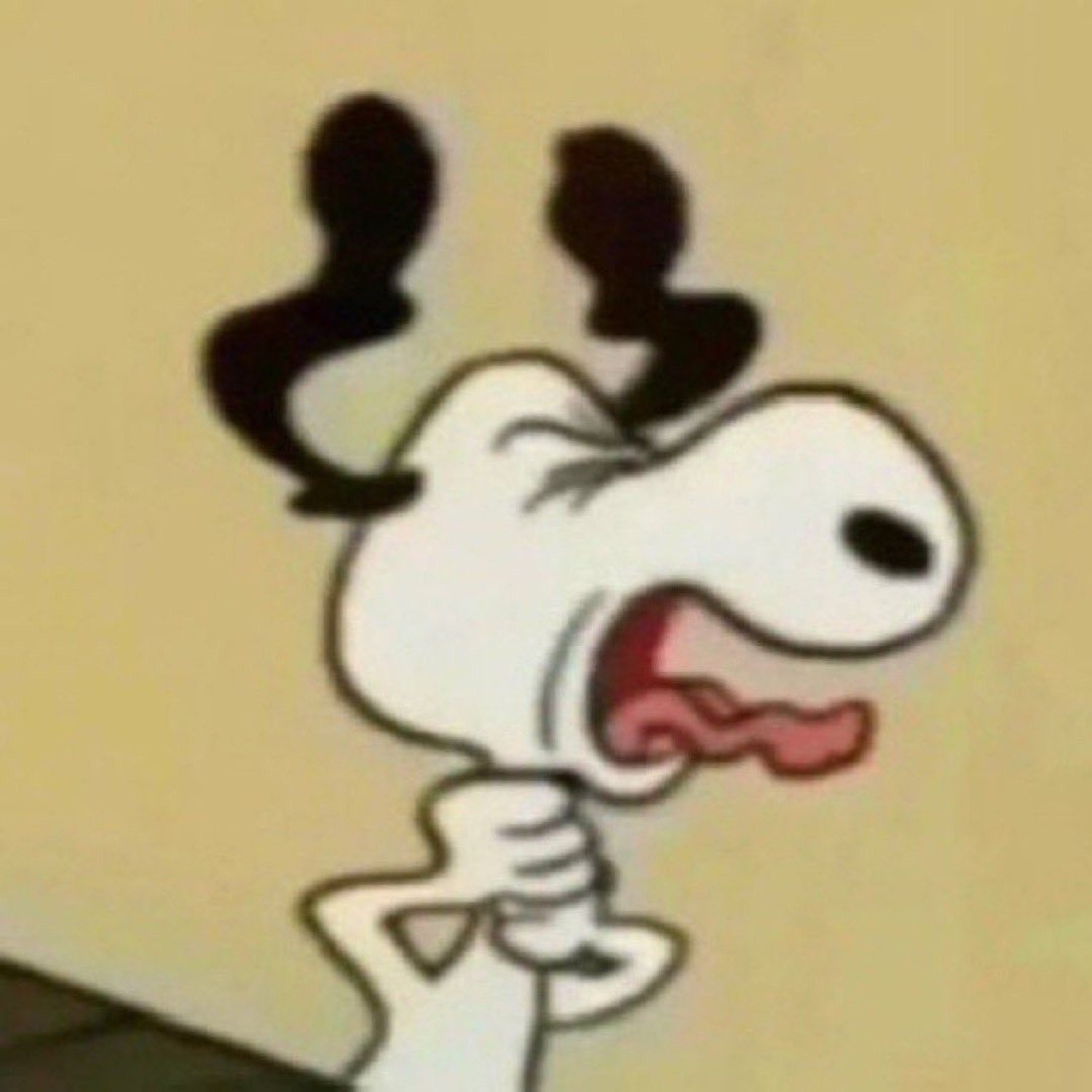 Snoopy mid-scream with smoke coming out of his ears, completely losing it