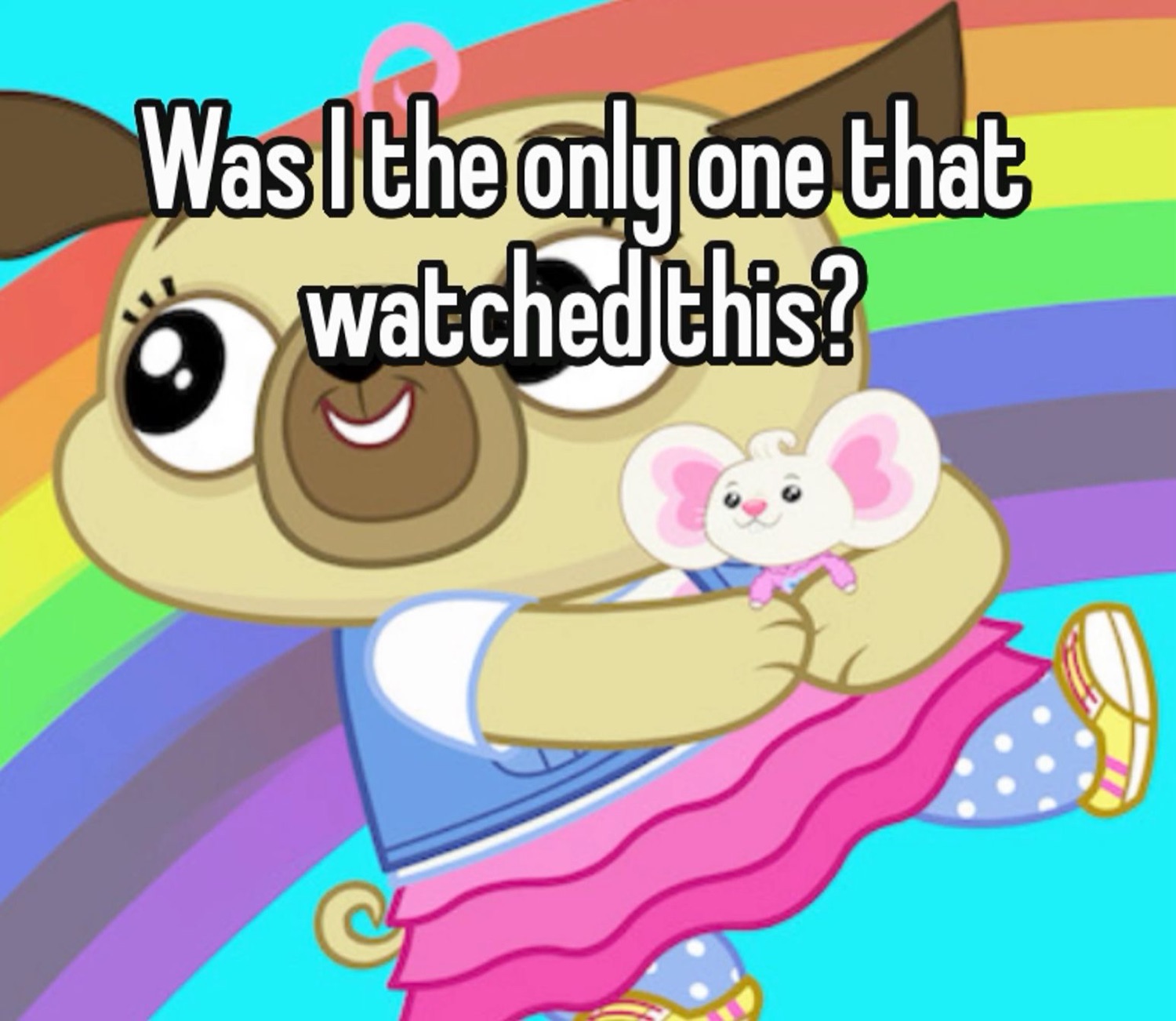 Chip 'n' Potato pug with a mouse: 'Was I the only one that watched this?'