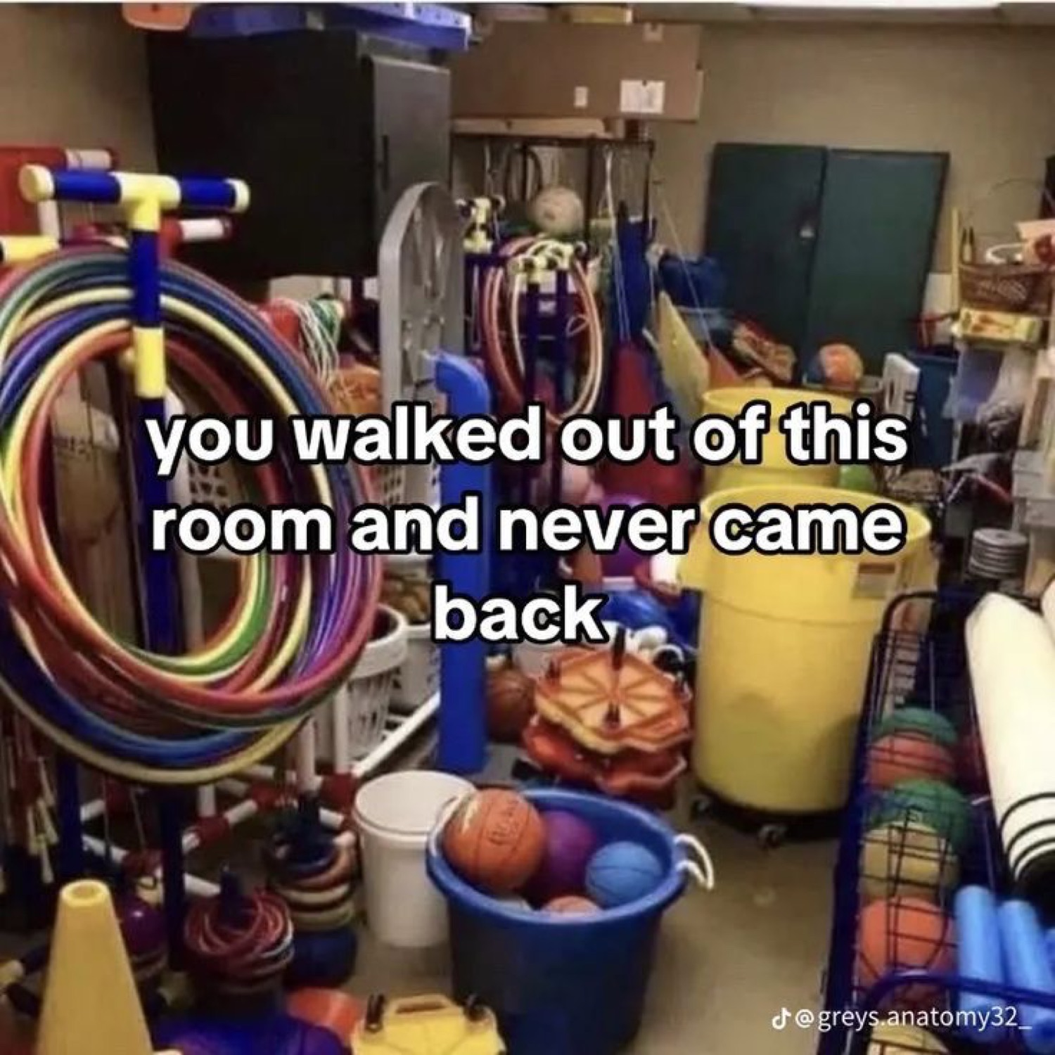 School gym equipment closet: 'you walked out of this room and never came back'