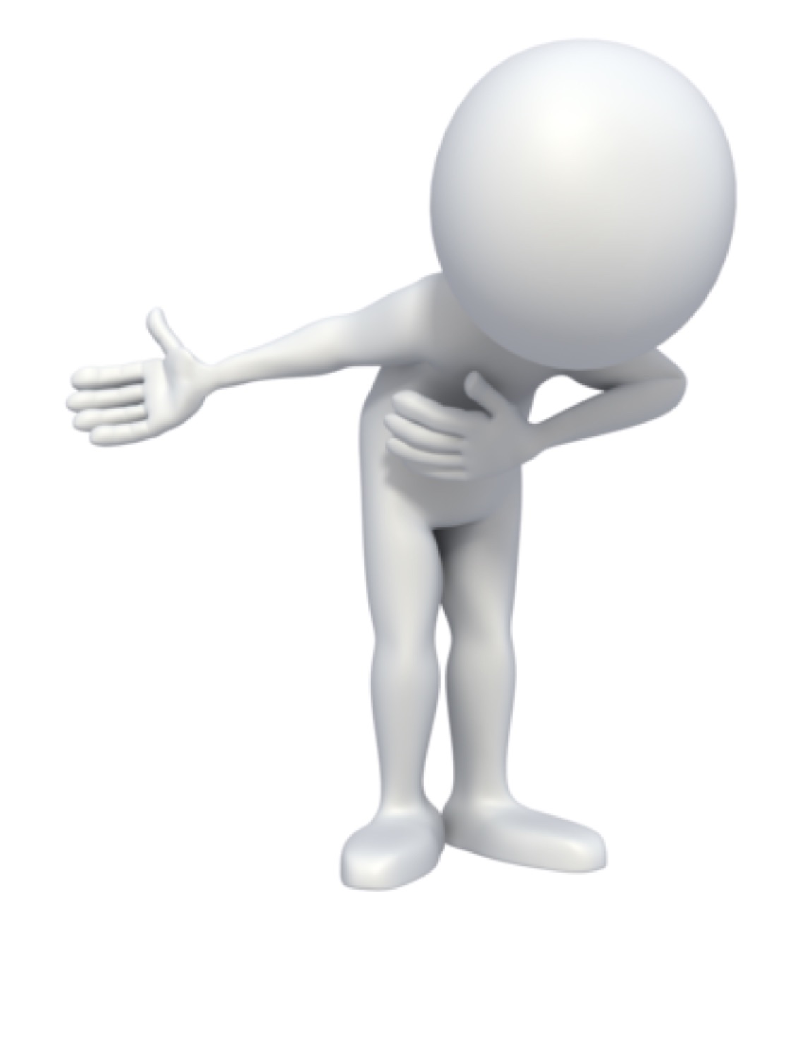 White 3D figure taking a polite bow