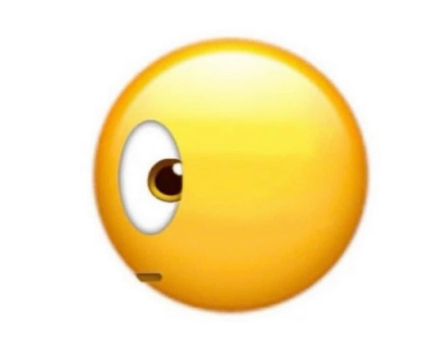 A yellow emoji face turned away, peeking back with one wary side-eye
