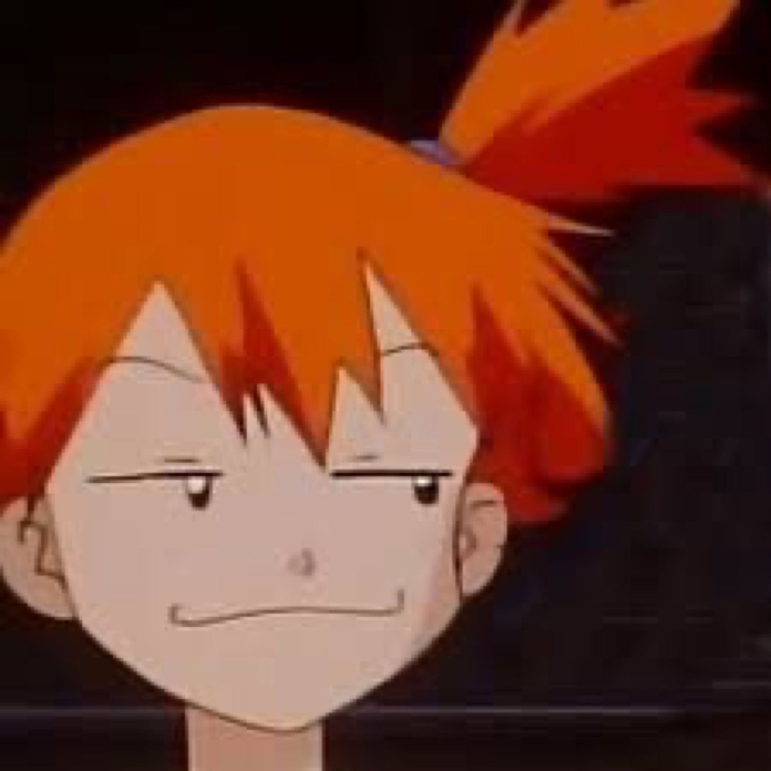 Orange-haired anime girl with half-lidded eyes giving an annoyed, unimpressed side glance
