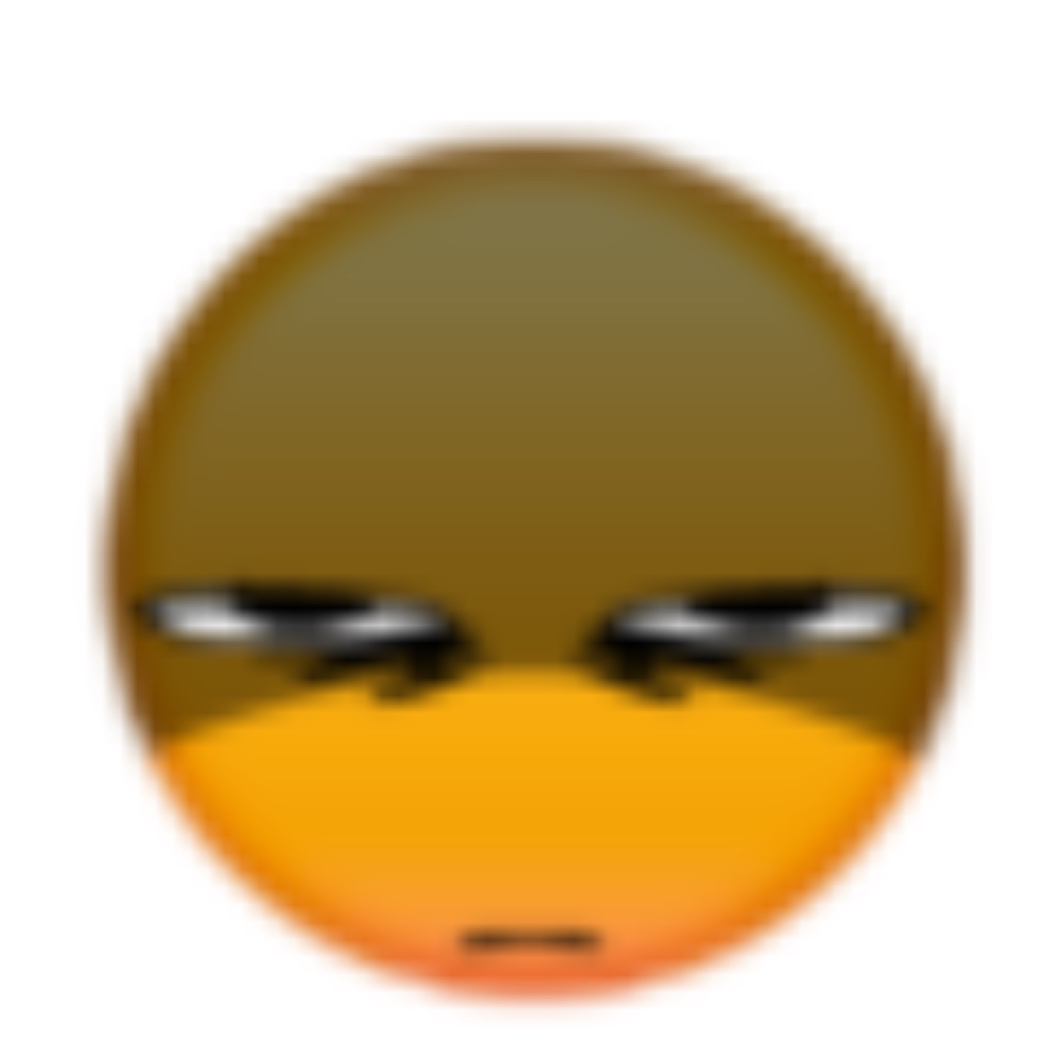 Blurry brown emoji face with heavy half-closed eyes looking thoroughly annoyed and over it