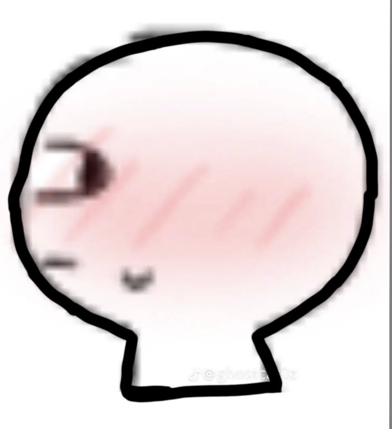 Chibi cartoon figure with rosy blushing cheeks, face turned away in embarrassment