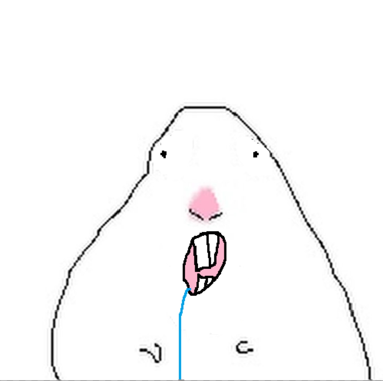 Chubby cartoon blob creature with its mouth wide open and blue drool falling