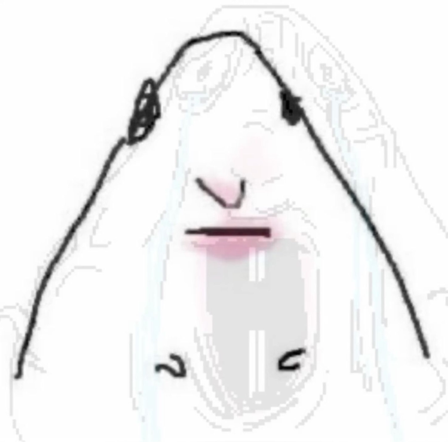 Minimalist line drawing of a blushing face with its mouth censored