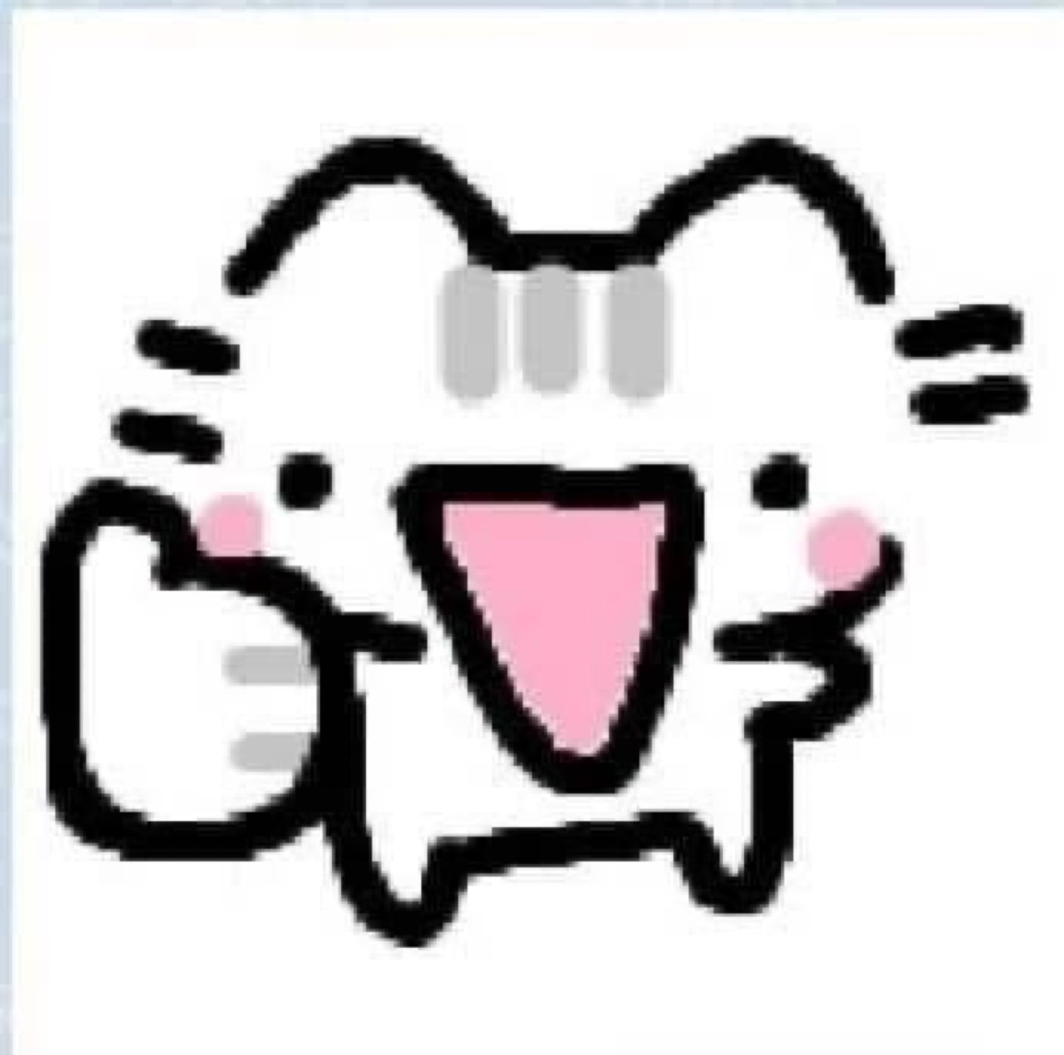 Cute chibi cat cartoon throwing its arms up in pure excited celebration