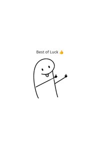 Tiny flork doodle giving a thumbs up: 'Best of Luck'