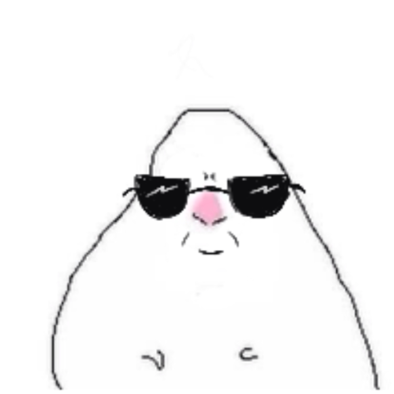 Cartoon blob wearing dark sunglasses with a cool little smirk