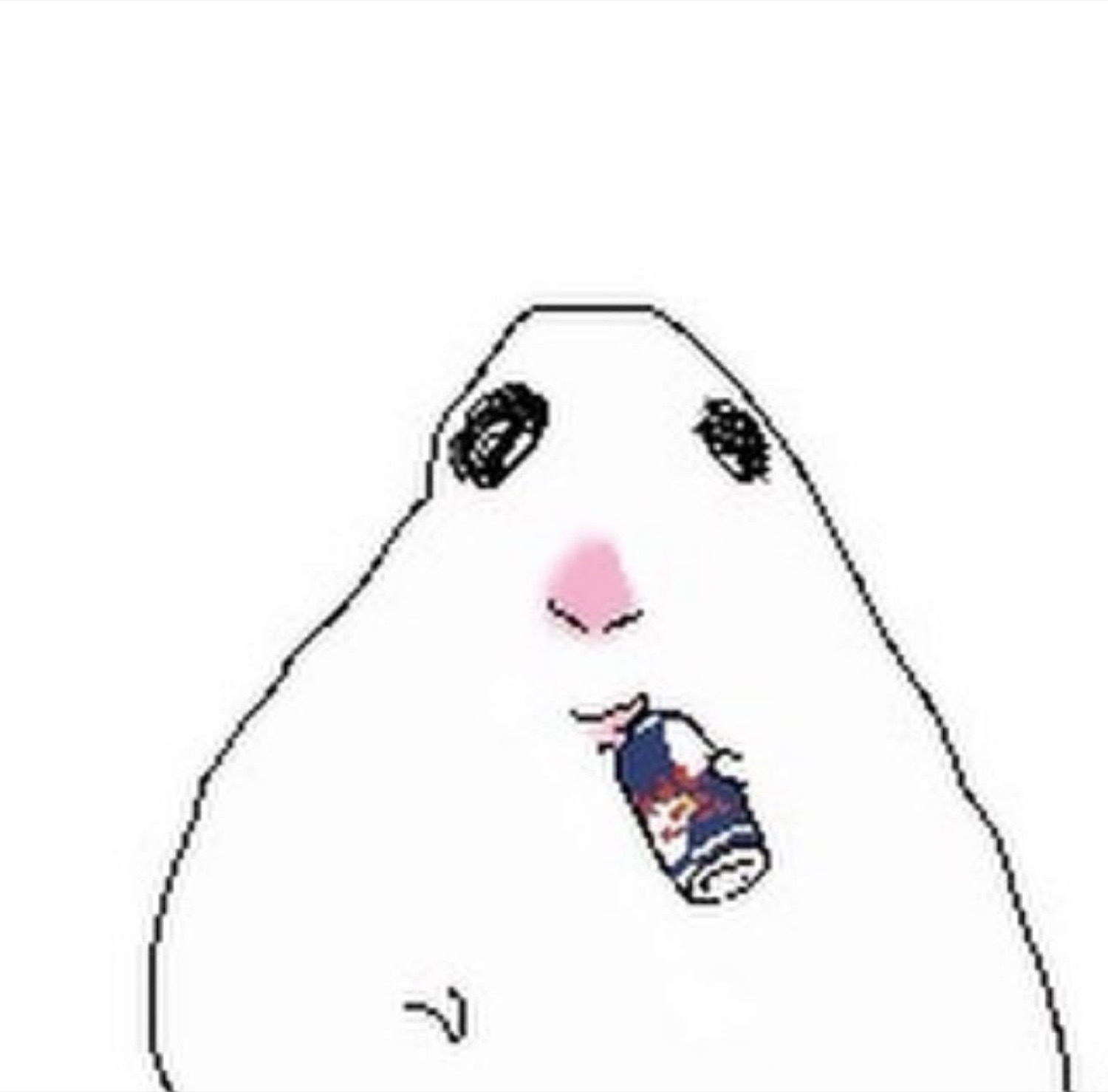 Minimalist cartoon blob creature sipping a can with quiet, unbothered energy