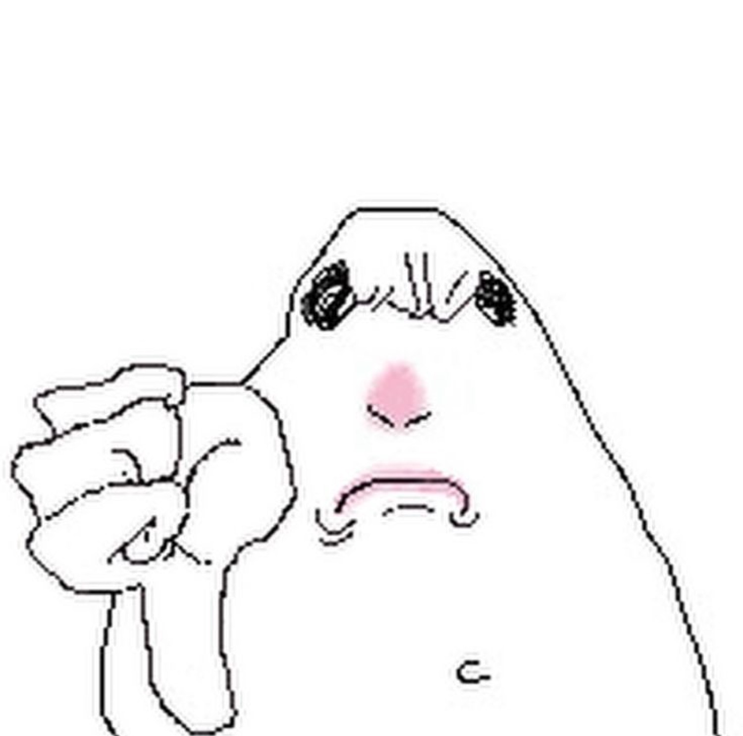 Crudely drawn blob giving a thumbs-down with a disappointed frown