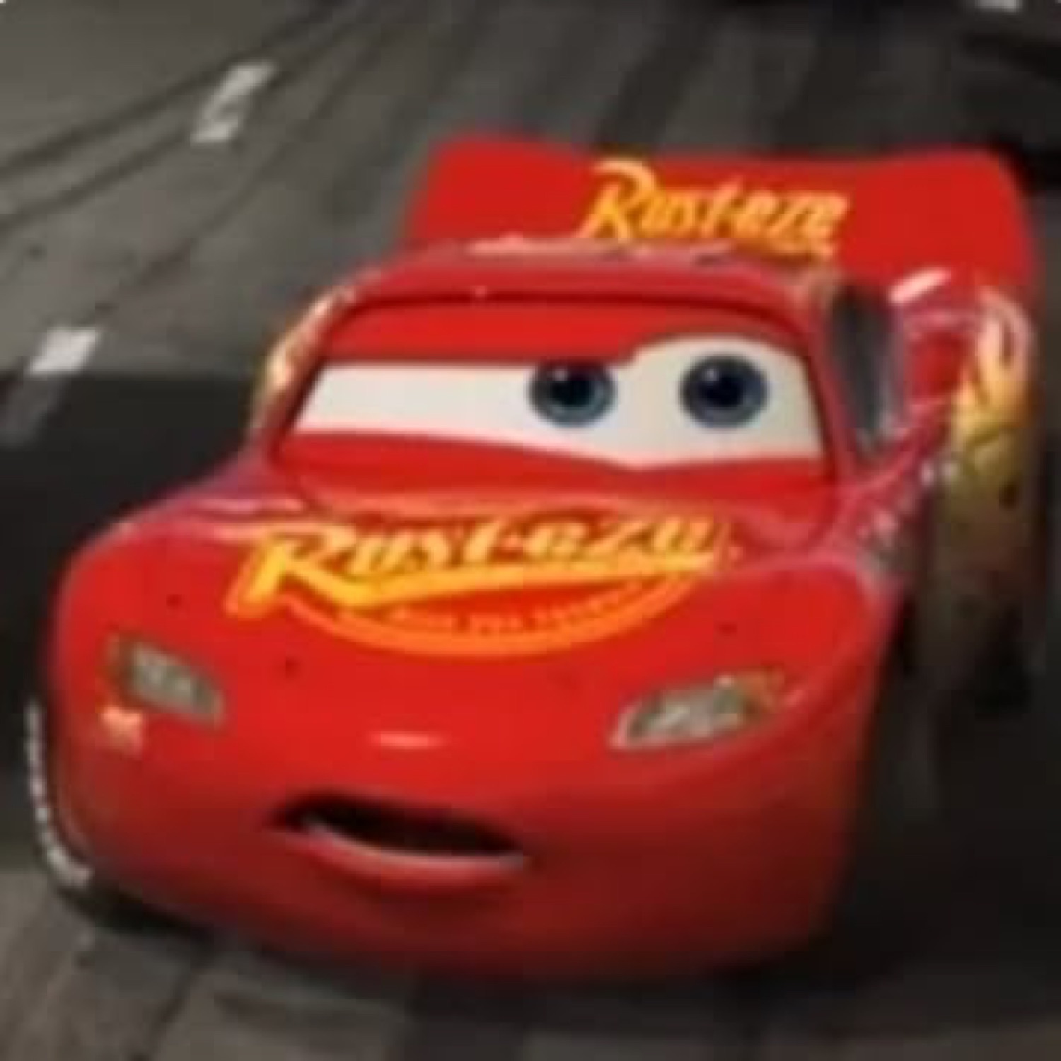 Lightning McQueen with a worried little frown