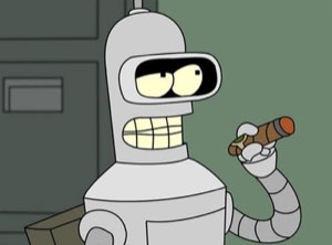 Bender from Futurama smirking with a cigar, feeling superior as usual