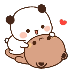 Cute panda cuddling and kissing a brown bear