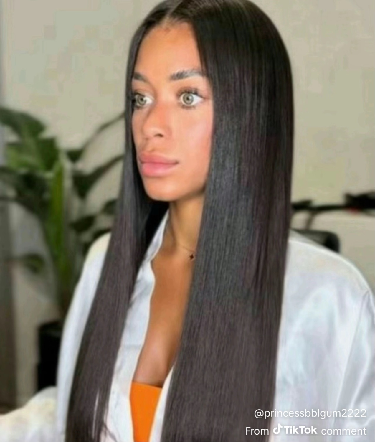 Girl looking straight embarassed