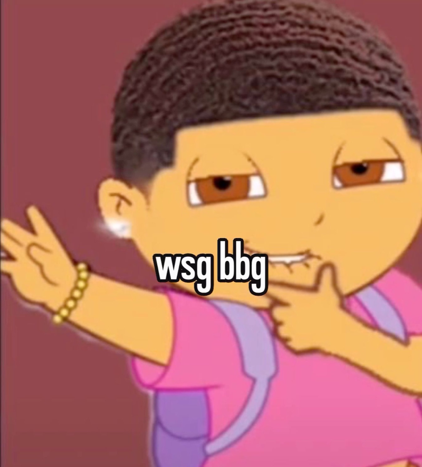 Cartoon boy throwing a hand out: 'wsg bbg'