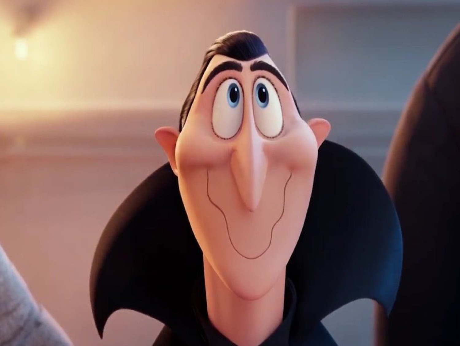 Hotel Transylvania Dracula with a cheesy hopeful smile