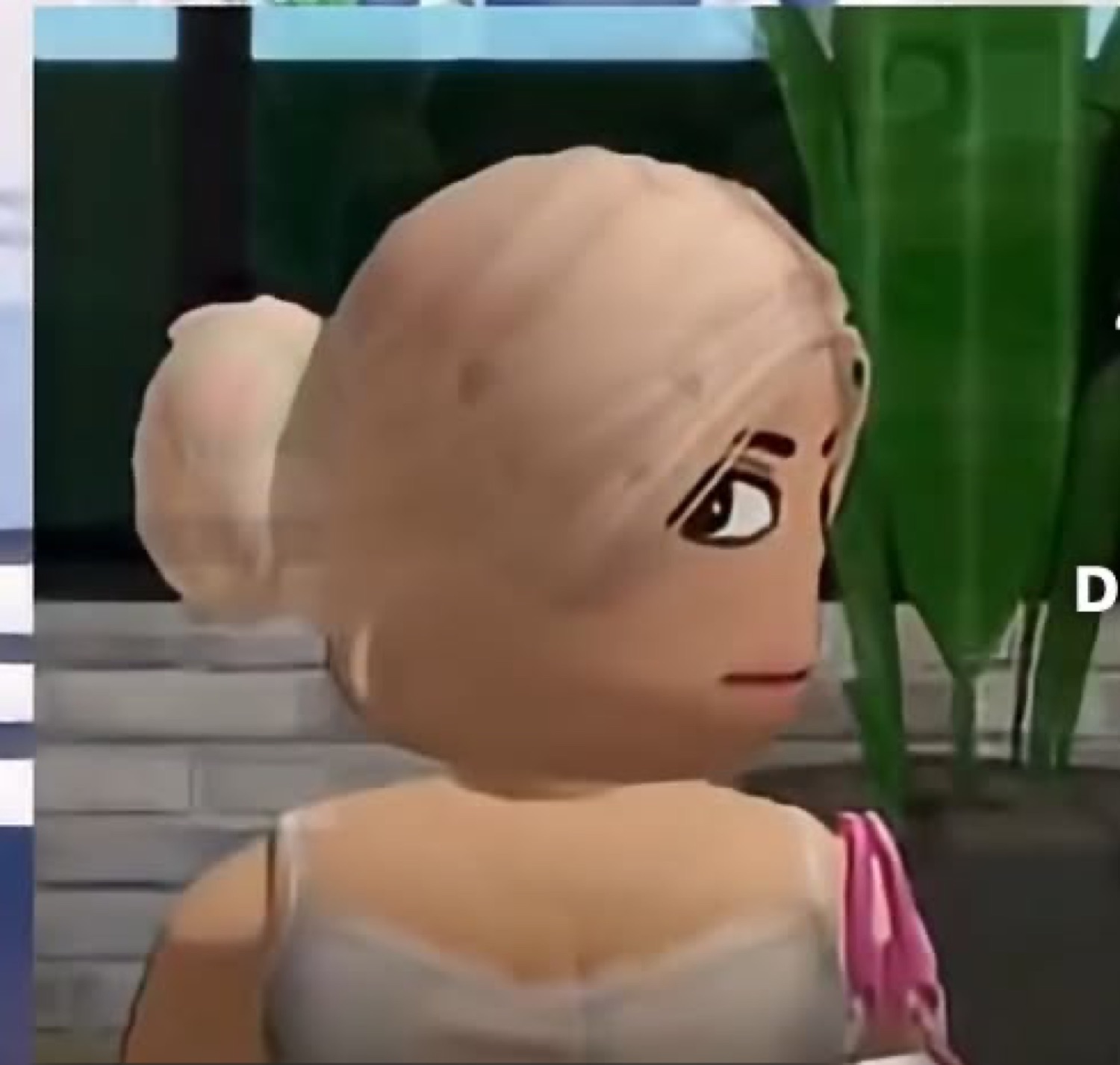 3D animated girl throwing a skeptical, judgmental side-eye over her shoulder