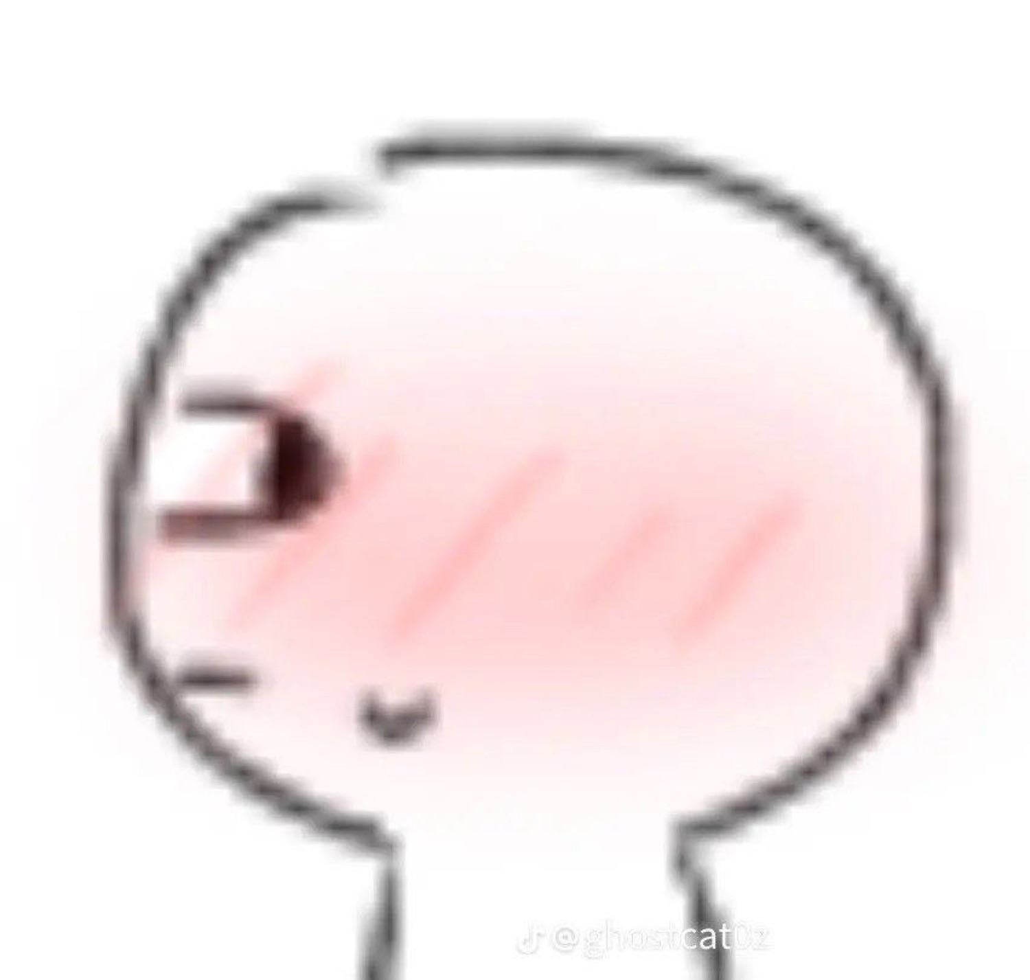 Cartoon blob character with heavily blushing cheeks and a shy little smile