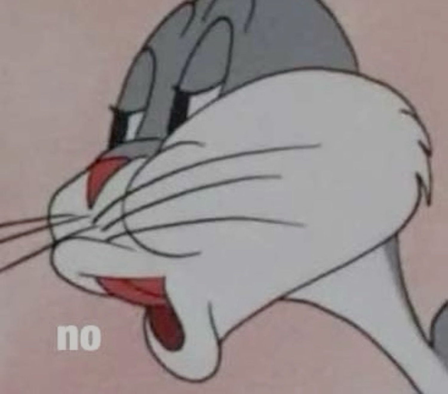 Bugs Bunny pushing his face forward: 'no'