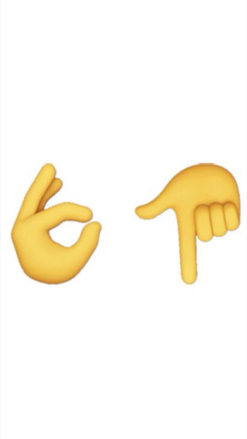 OK-hand and pointing-down emoji forming '6' and '7'