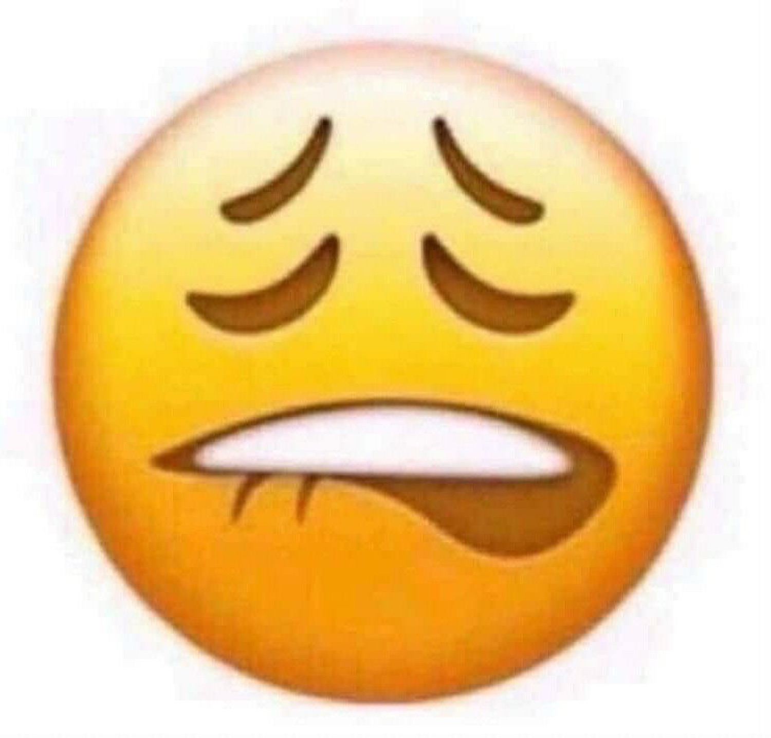 Emoji biting its lip with heavy eyelids, no hands