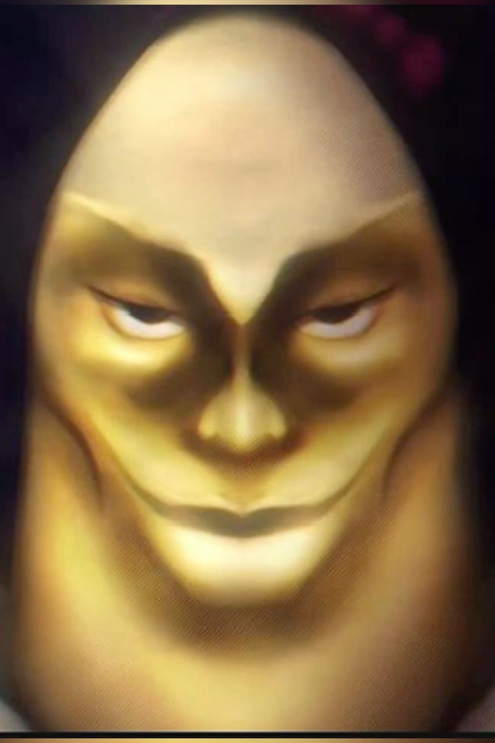 Golden egg-shaped face with a sly, smug grin