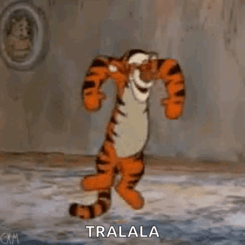 Tigger bouncing on his tail, "Tralala"
