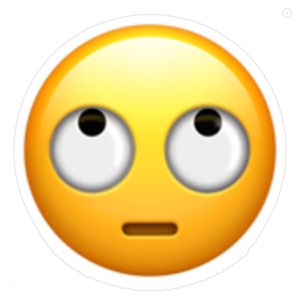 Yellow emoji rolling its eyes hard upward with a flat, unimpressed mouth