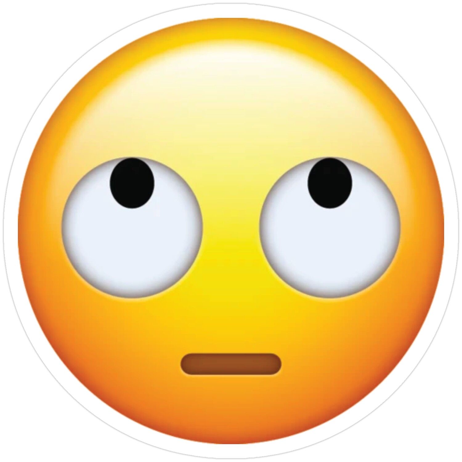 Yellow emoji face rolling its eyes with a flat straight mouth