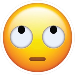 Yellow emoji face rolling its eyes with a flat straight mouth