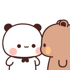 Cute panda kissing a brown bear on the cheek