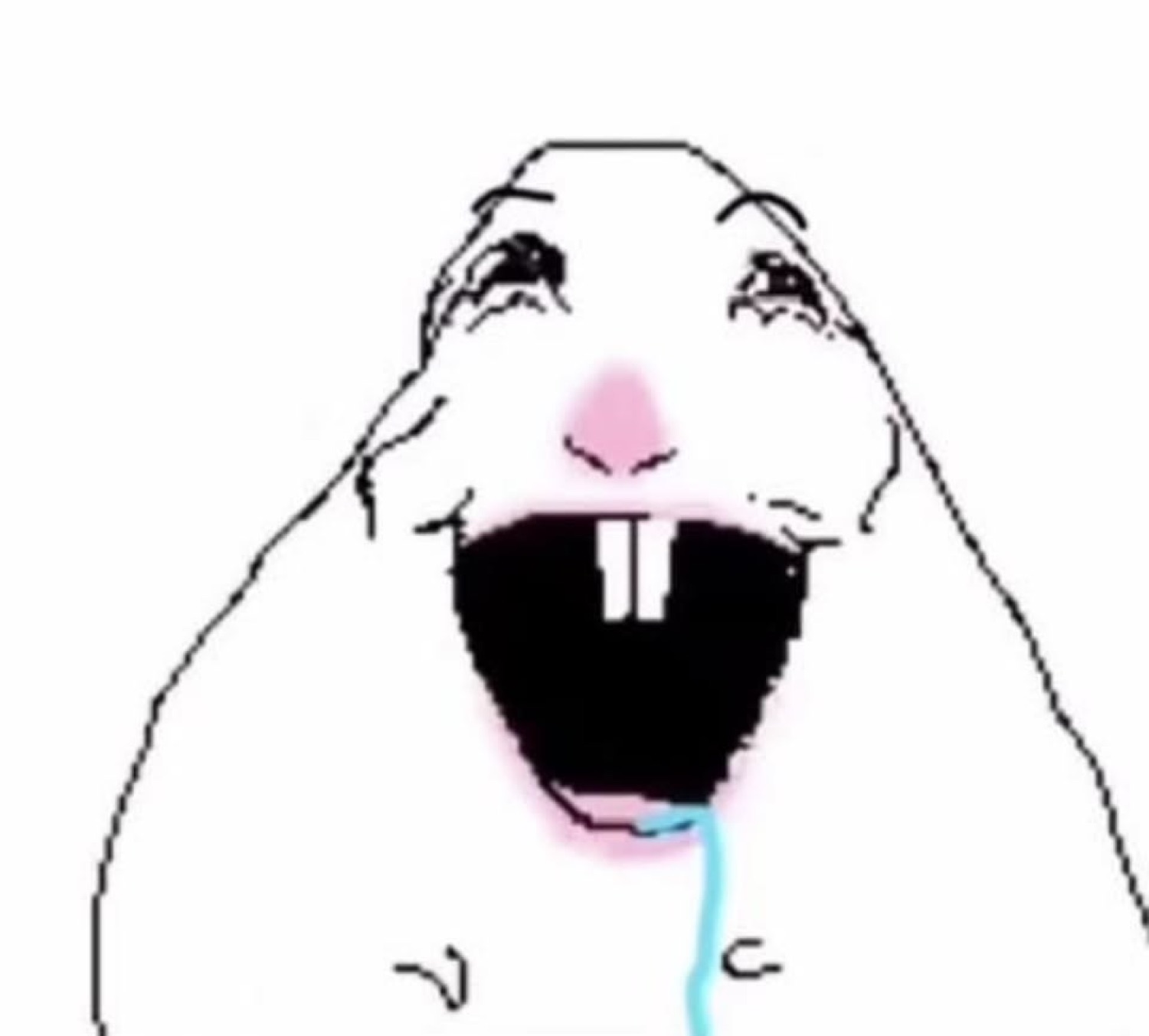 Simple blob doodle with a goofy open mouth and drool