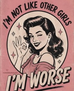 Winking retro pin-up: 'I'M NOT LIKE OTHER GIRLS I'M WORSE'