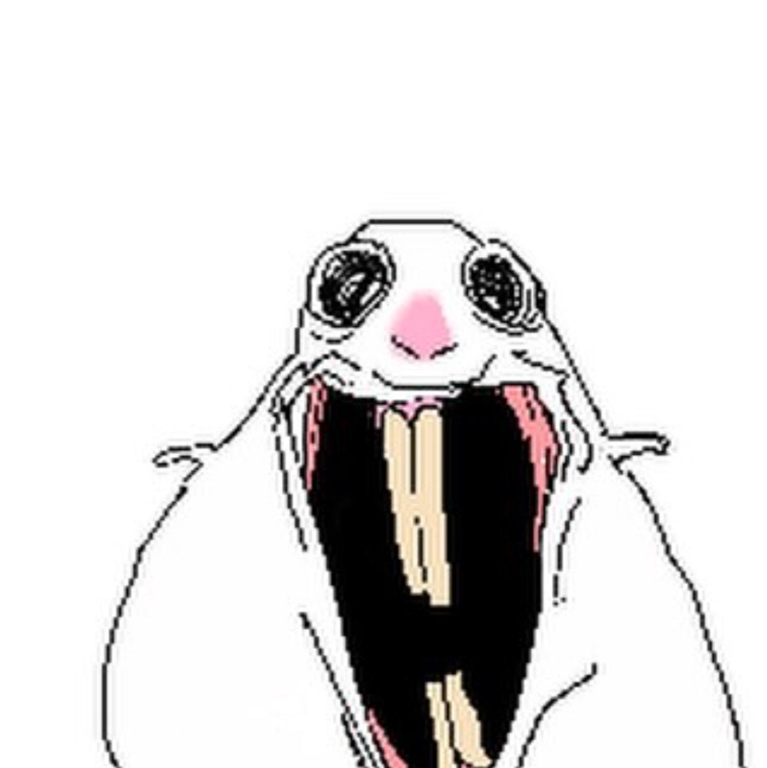 Blob doodle with a huge gaping mouth, screaming with excitement