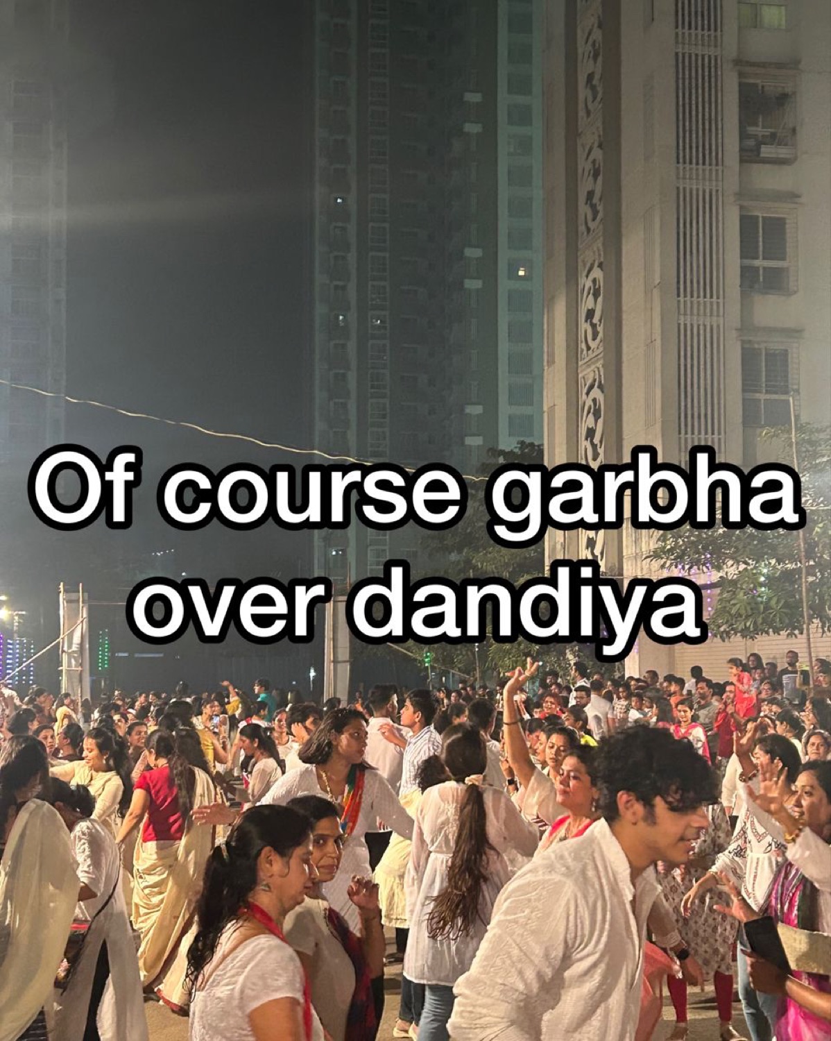 Huge garba crowd at night: 'Of course garbha over dandiya'