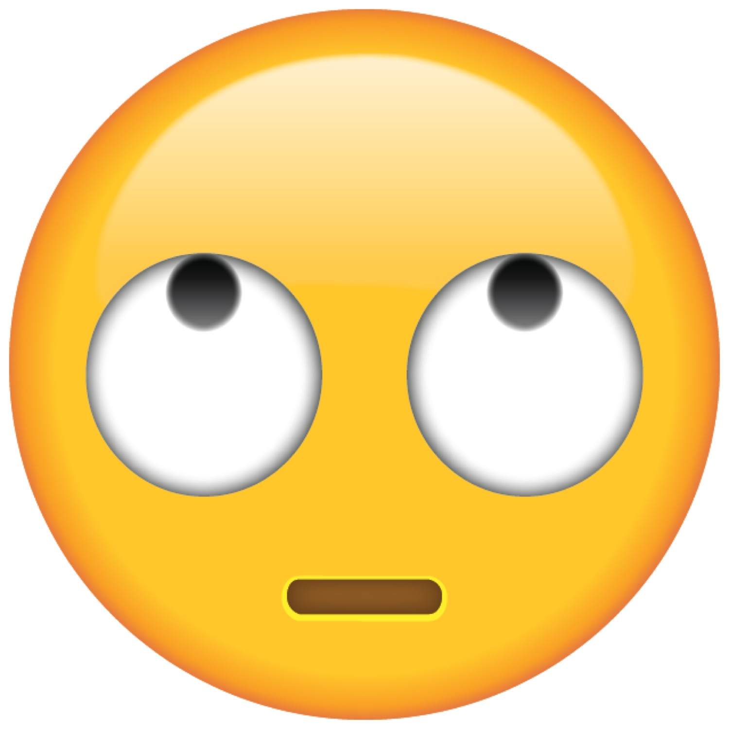 Yellow emoji face with eyes rolling way back and a flat mouth of pure indifference