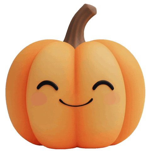 Round pumpkin with a sweet smile