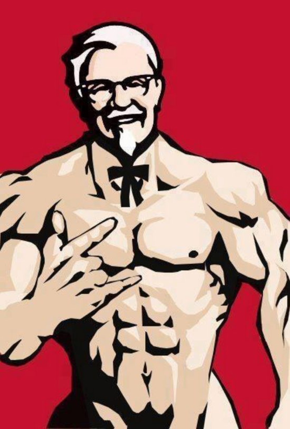 KFC's Colonel Sanders drawn as a shirtless gigachad