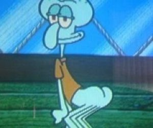 Squidward twerking on the field