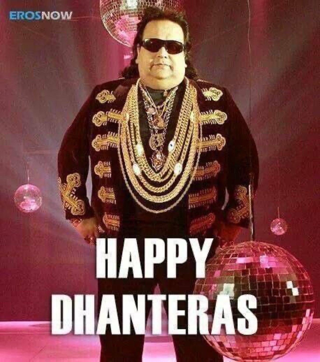 Bappi Lahiri in sunglasses and gold chains: 'HAPPY DHANTERAS'