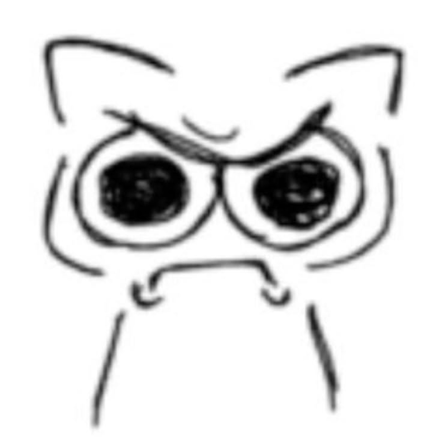 Simple doodle of an angry face with furrowed brows and clenched teeth