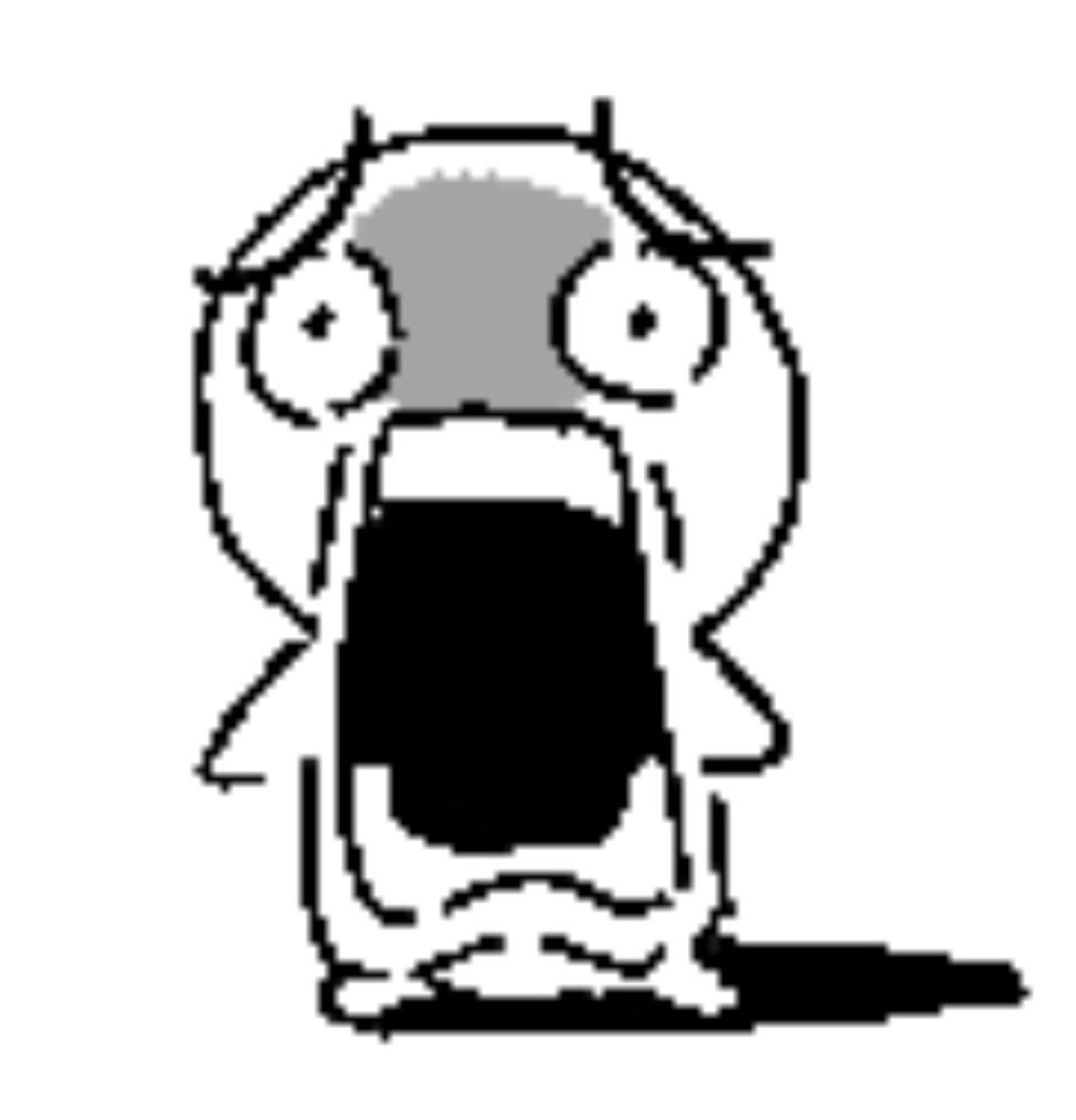 Classic rage-face cartoon character with wide eyes and a massive open mouth in shock
