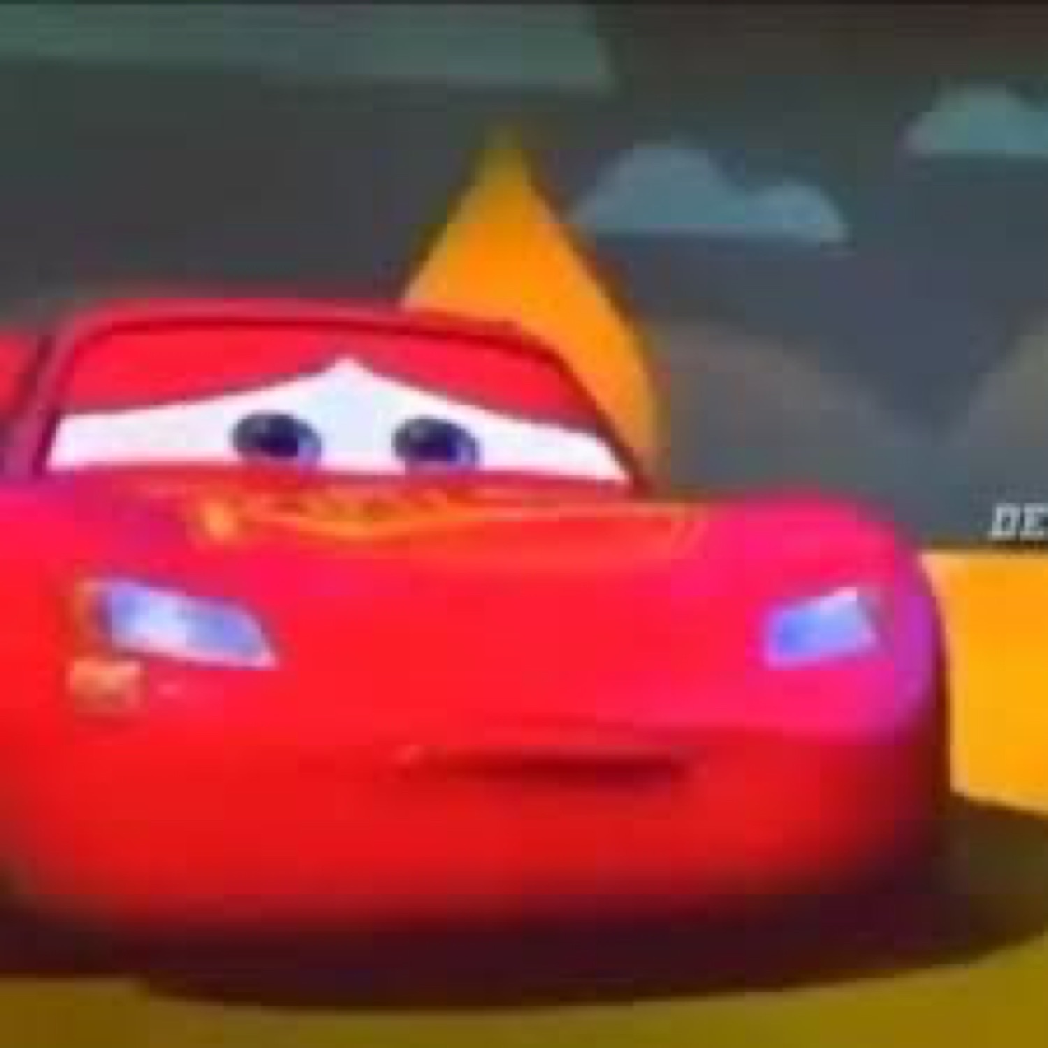McQueen looking up with sad, worried eyes