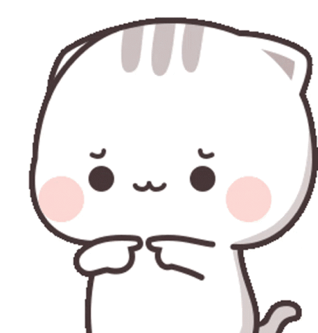 Cute cartoon cat blushing and fidgeting shyly