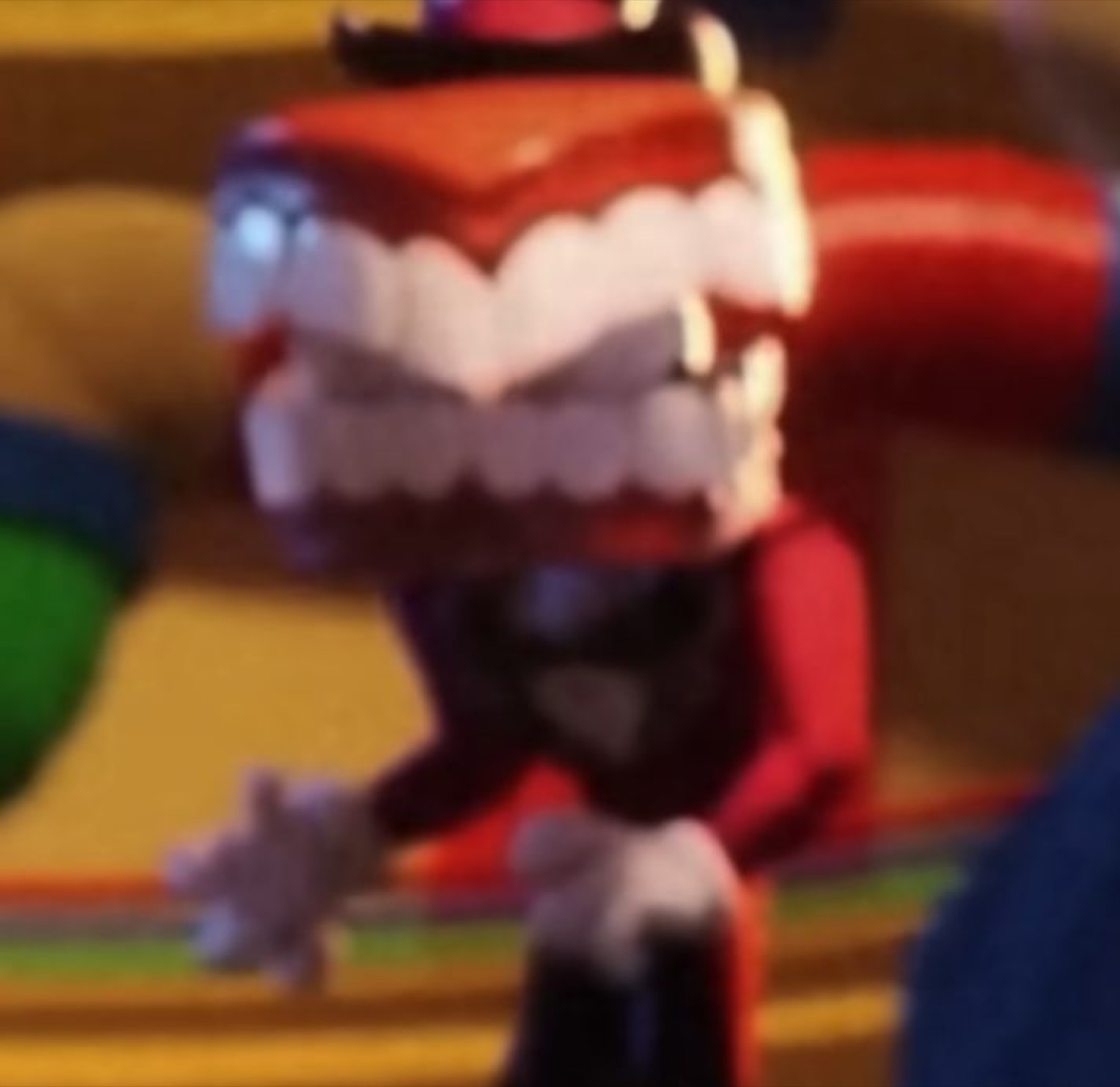 Chattering teeth toy from Toy Story grinning menacingly with cymbals ready to clash