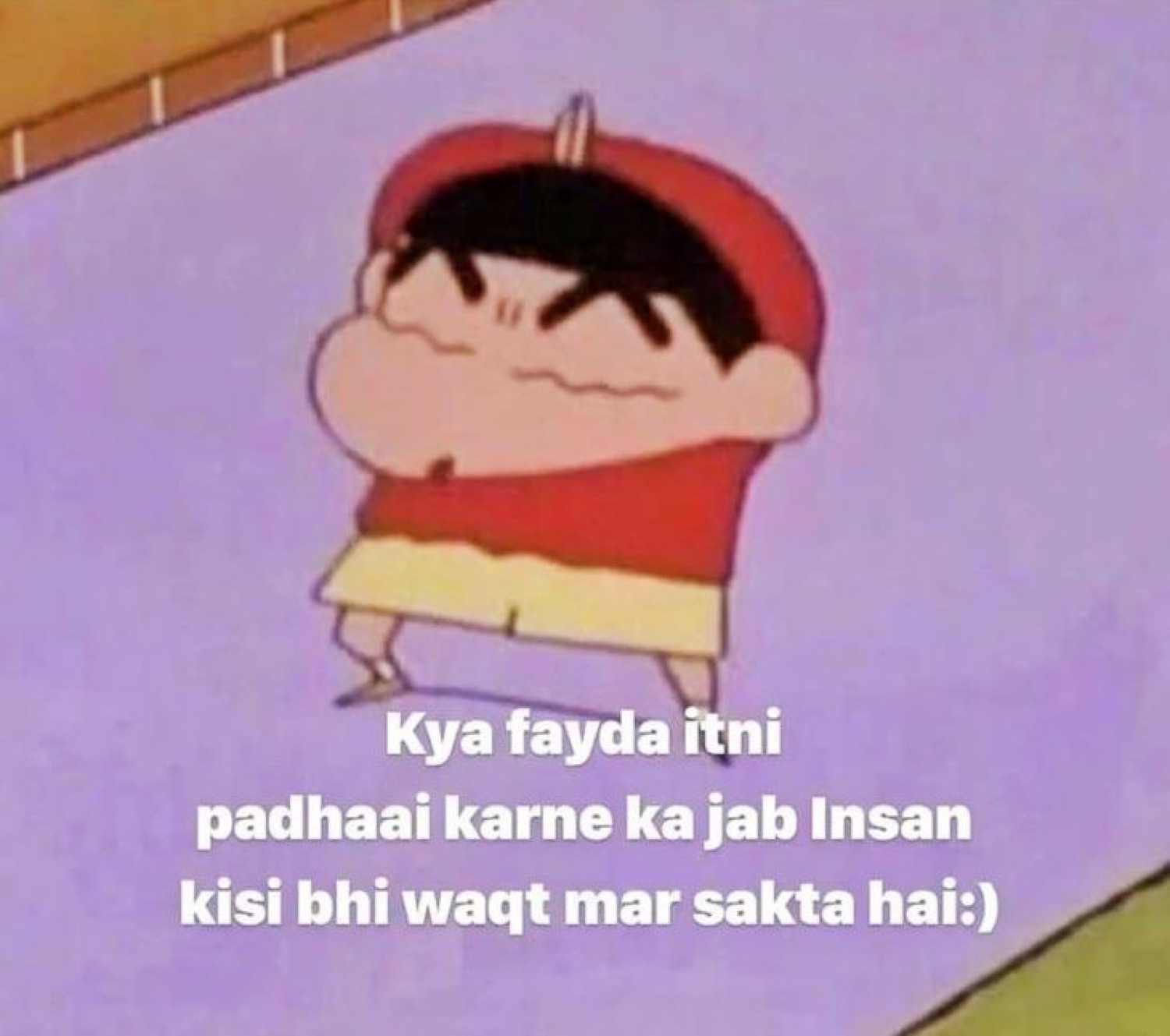 Shinchan dancing: 'Kya fayda itni padhaai karne ka jab insan kisi bhi waqt mar sakta hai:)' (what's the point of studying when you could die any time)