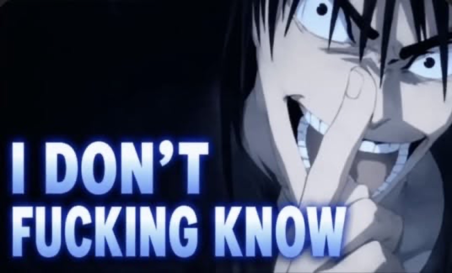 Anime guy losing it, captioned 'I DON'T FUCKING KNOW'