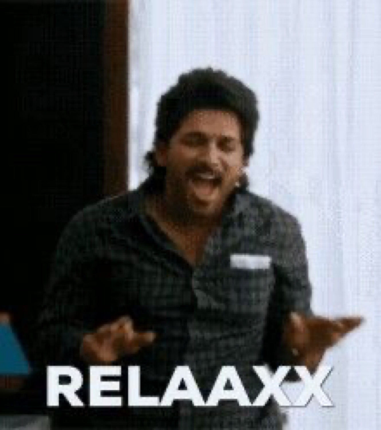 Allu Arjun spreading his hands: 'RELAAXX'