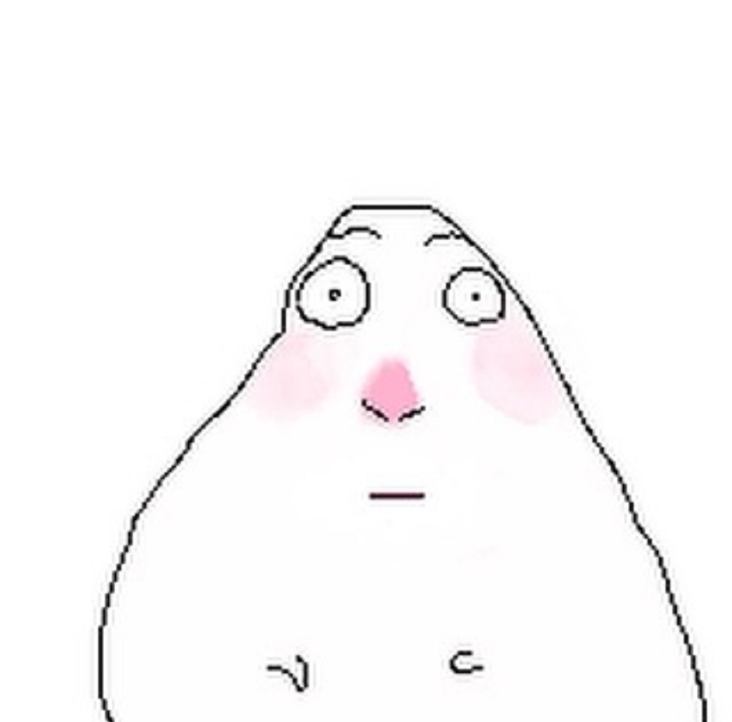 Simple cartoon blob with wide round eyes and flat expression looking startled